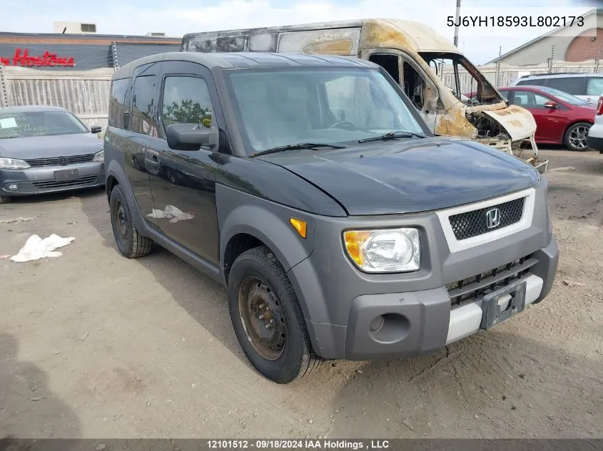 2003 Honda Element VIN: 5J6YH18593L802173 Lot: 12101512