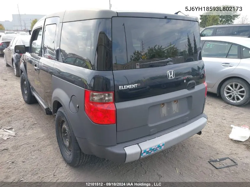 2003 Honda Element VIN: 5J6YH18593L802173 Lot: 12101512