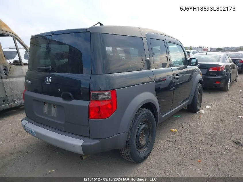 2003 Honda Element VIN: 5J6YH18593L802173 Lot: 12101512