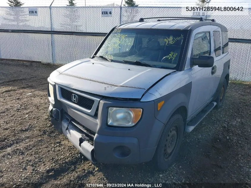 2003 Honda Element VIN: 5J6YH28594L800642 Lot: 12107646