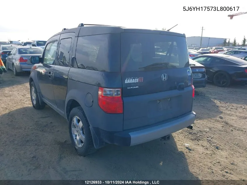 2003 Honda Element VIN: 5J6YH17573L800617 Lot: 12126933