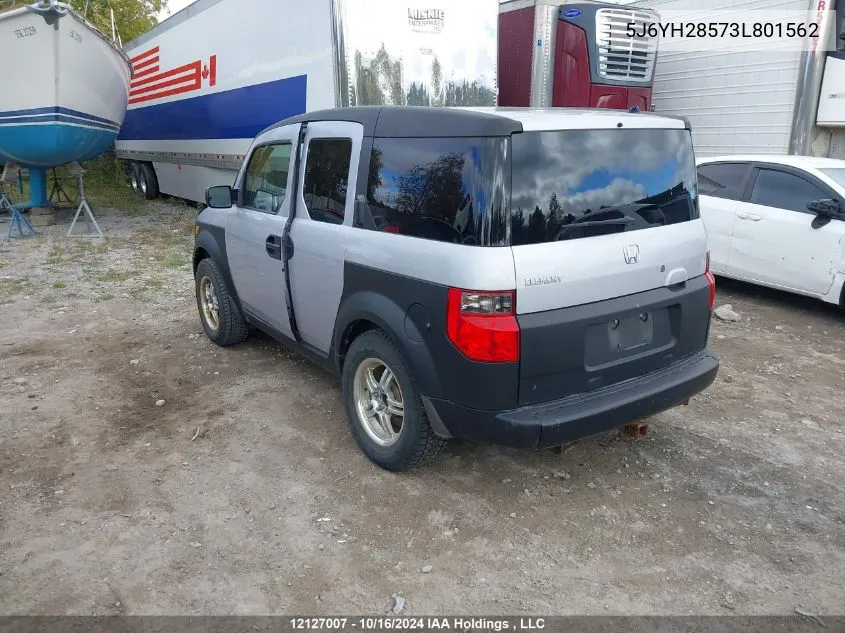 2003 Honda Element VIN: 5J6YH28573L801562 Lot: 12127007