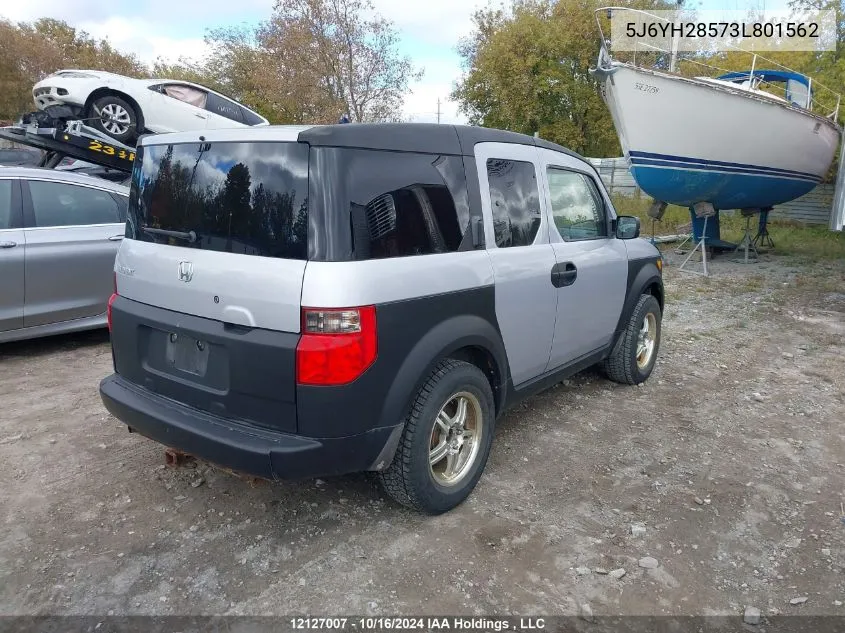 2003 Honda Element VIN: 5J6YH28573L801562 Lot: 12127007