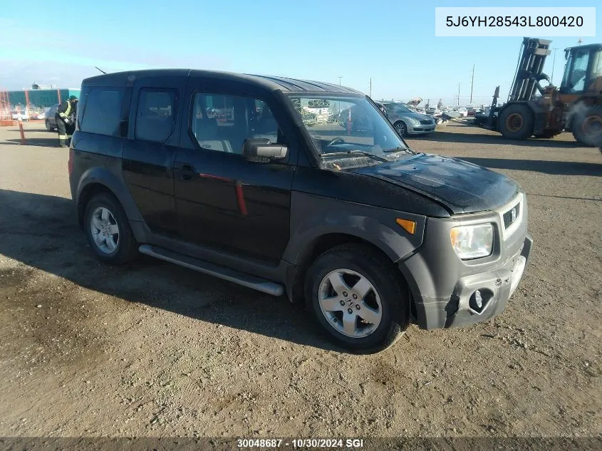 2003 Honda Element Ex VIN: 5J6YH28543L800420 Lot: 30048687