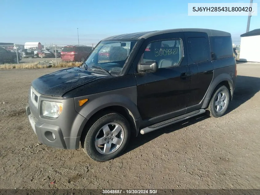 2003 Honda Element Ex VIN: 5J6YH28543L800420 Lot: 30048687