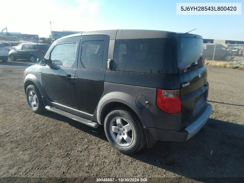 2003 Honda Element Ex VIN: 5J6YH28543L800420 Lot: 30048687