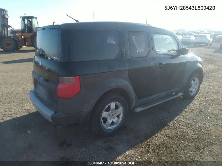 2003 Honda Element Ex VIN: 5J6YH28543L800420 Lot: 30048687