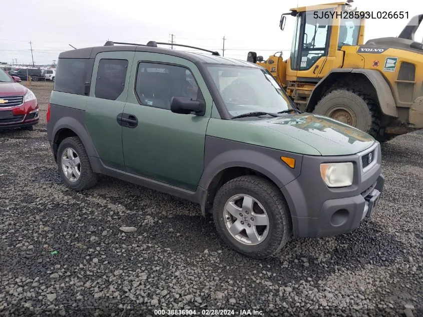 2003 Honda Element Ex VIN: 5J6YH28593L026651 Lot: 38836904