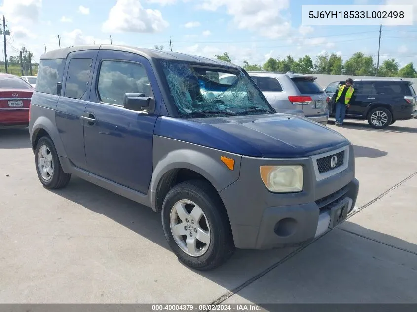 2003 Honda Element Ex VIN: 5J6YH18533L002498 Lot: 40004379