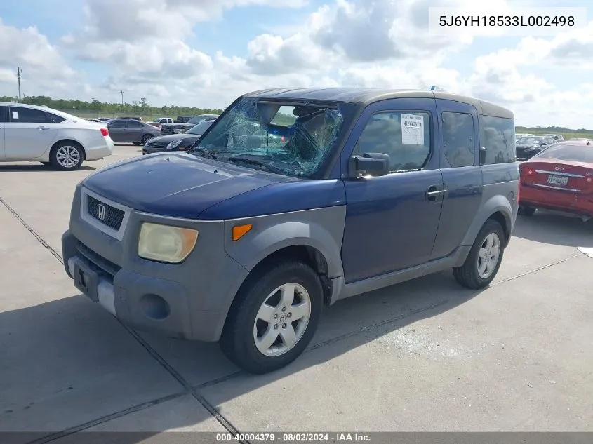 2003 Honda Element Ex VIN: 5J6YH18533L002498 Lot: 40004379