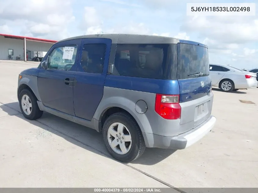 2003 Honda Element Ex VIN: 5J6YH18533L002498 Lot: 40004379