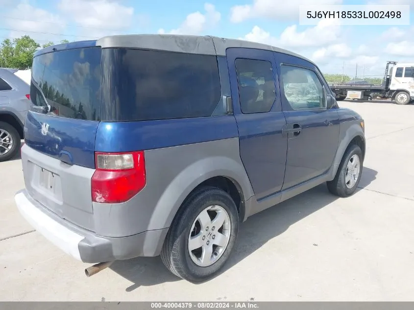 2003 Honda Element Ex VIN: 5J6YH18533L002498 Lot: 40004379