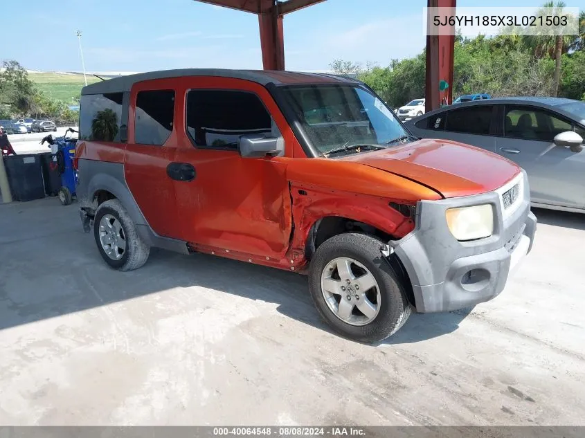 2003 Honda Element Ex VIN: 5J6YH185X3L021503 Lot: 40064548