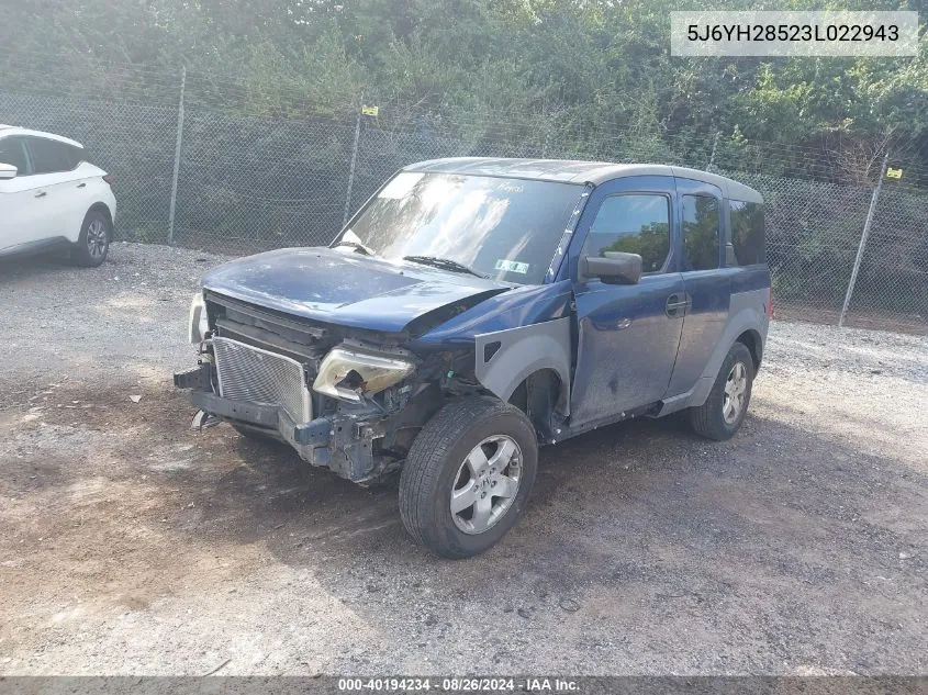 2003 Honda Element Ex VIN: 5J6YH28523L022943 Lot: 40194234