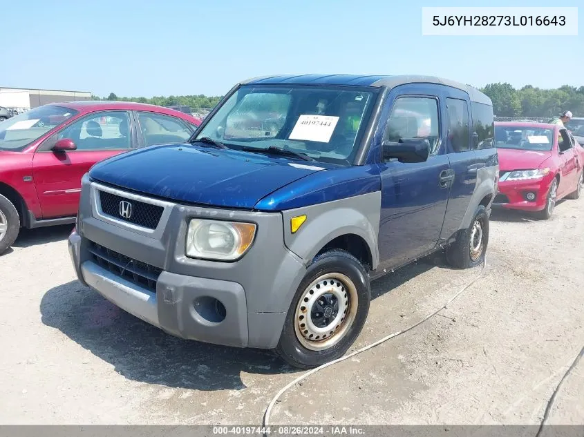 2003 Honda Element Dx VIN: 5J6YH28273L016643 Lot: 40197444