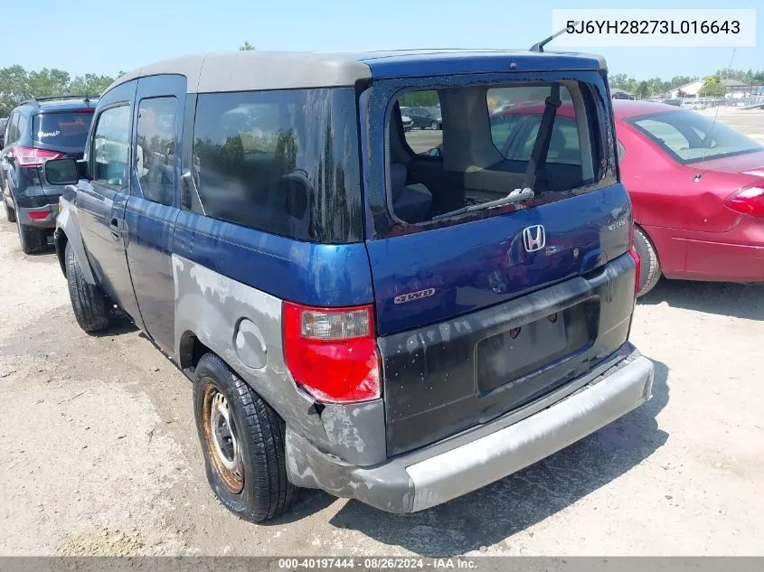 2003 Honda Element Dx VIN: 5J6YH28273L016643 Lot: 40197444