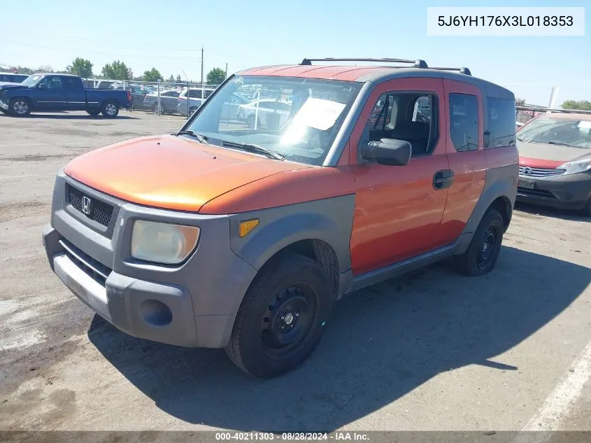 2003 Honda Element Ex VIN: 5J6YH176X3L018353 Lot: 40211303