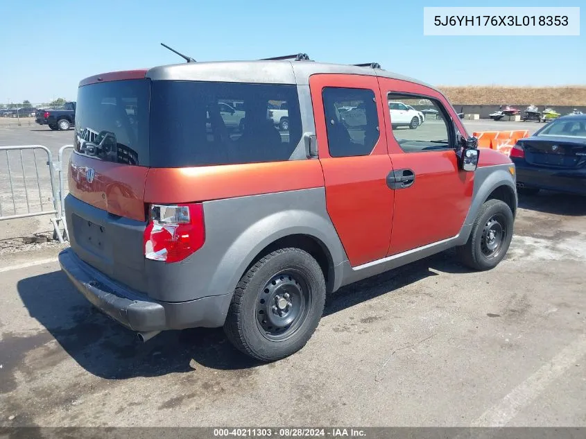 2003 Honda Element Ex VIN: 5J6YH176X3L018353 Lot: 40211303