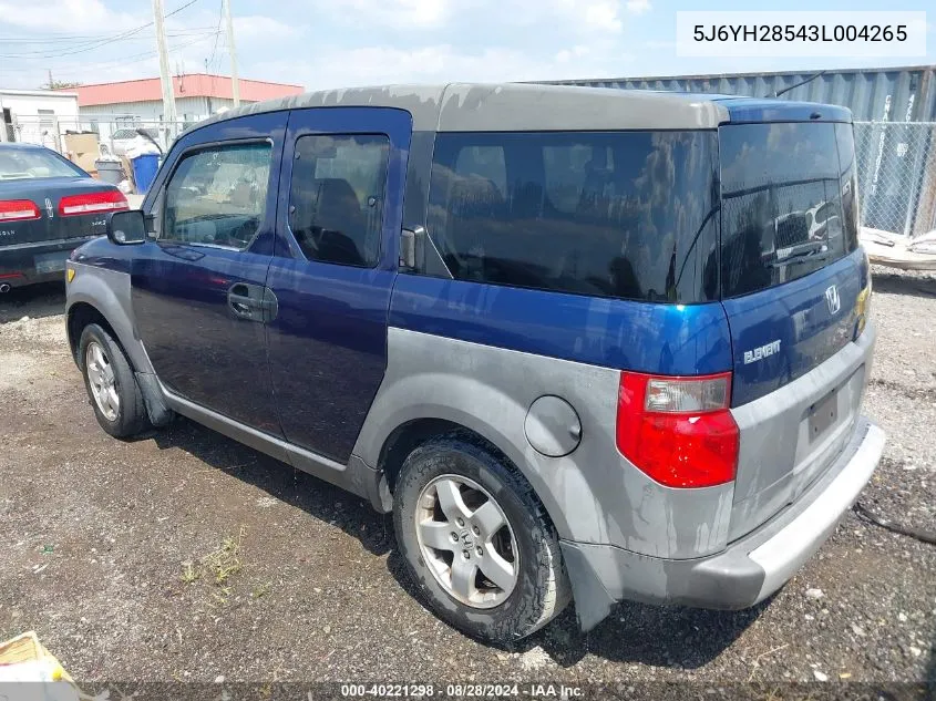 2003 Honda Element Ex VIN: 5J6YH28543L004265 Lot: 40221298