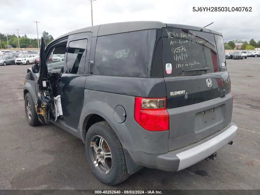 2003 Honda Element Ex VIN: 5J6YH28503L040762 Lot: 40252640