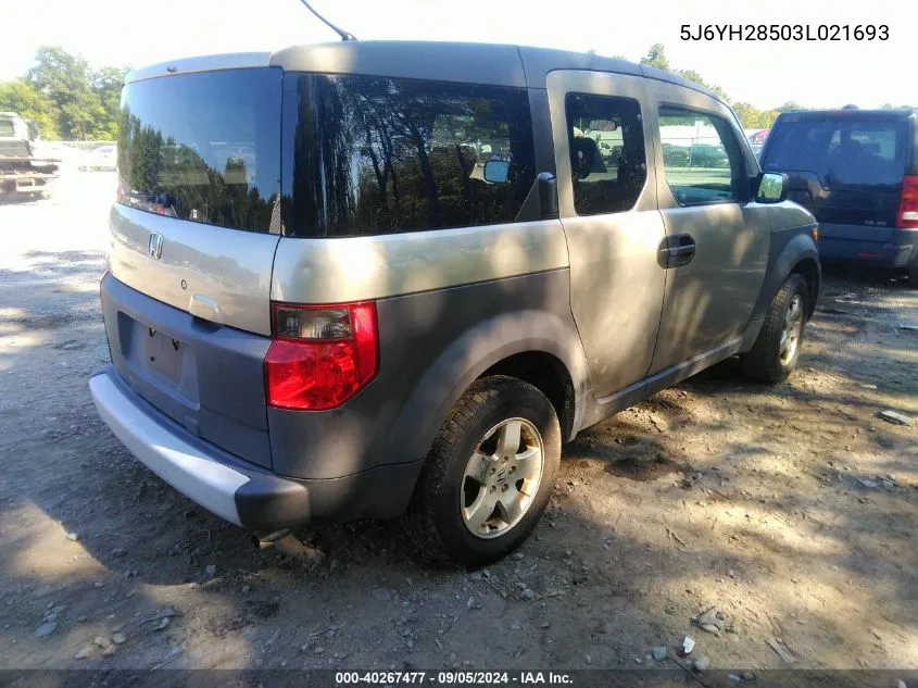 2003 Honda Element Ex VIN: 5J6YH28503L021693 Lot: 40267477