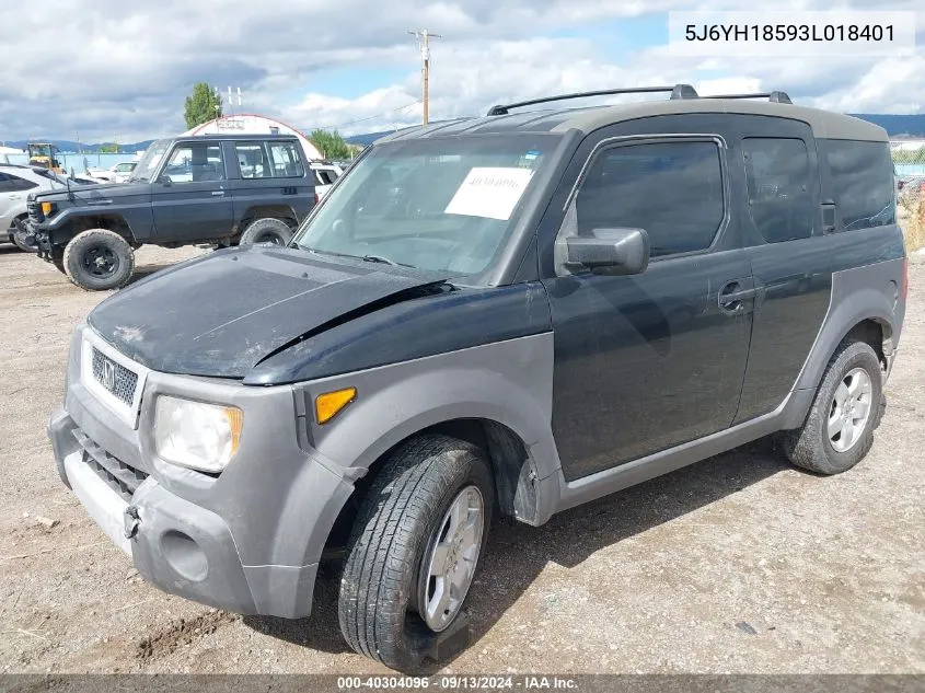 2003 Honda Element Ex VIN: 5J6YH18593L018401 Lot: 40304096