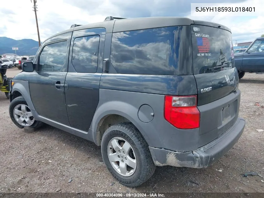 2003 Honda Element Ex VIN: 5J6YH18593L018401 Lot: 40304096