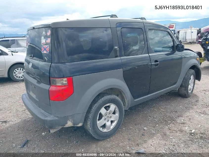 2003 Honda Element Ex VIN: 5J6YH18593L018401 Lot: 40304096