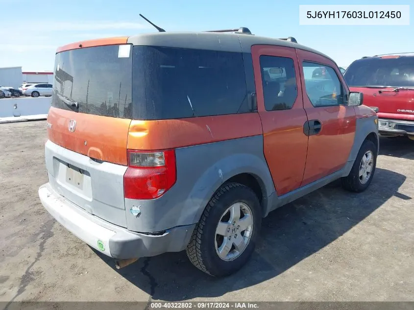 5J6YH17603L012450 2003 Honda Element Ex