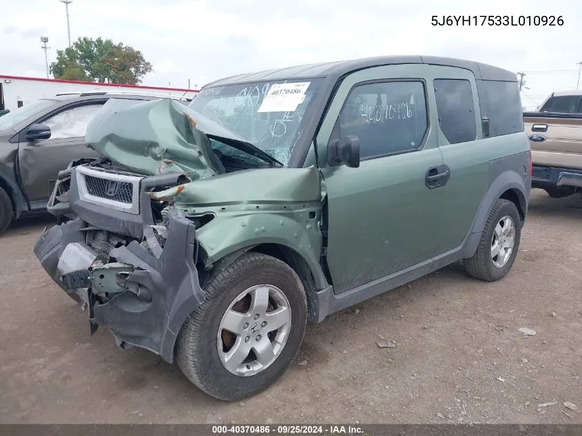 2003 Honda Element Ex VIN: 5J6YH17533L010926 Lot: 40370486