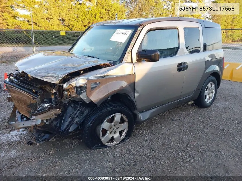 2003 Honda Element Ex VIN: 5J6YH18573L017568 Lot: 40383051