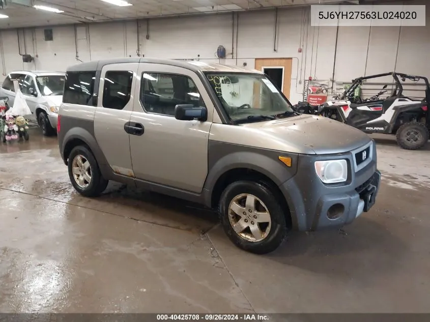 2003 Honda Element Ex VIN: 5J6YH27563L024020 Lot: 40425708