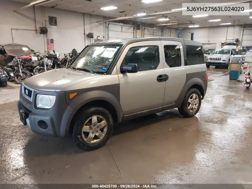 2003 Honda Element Ex VIN: 5J6YH27563L024020 Lot: 40425708