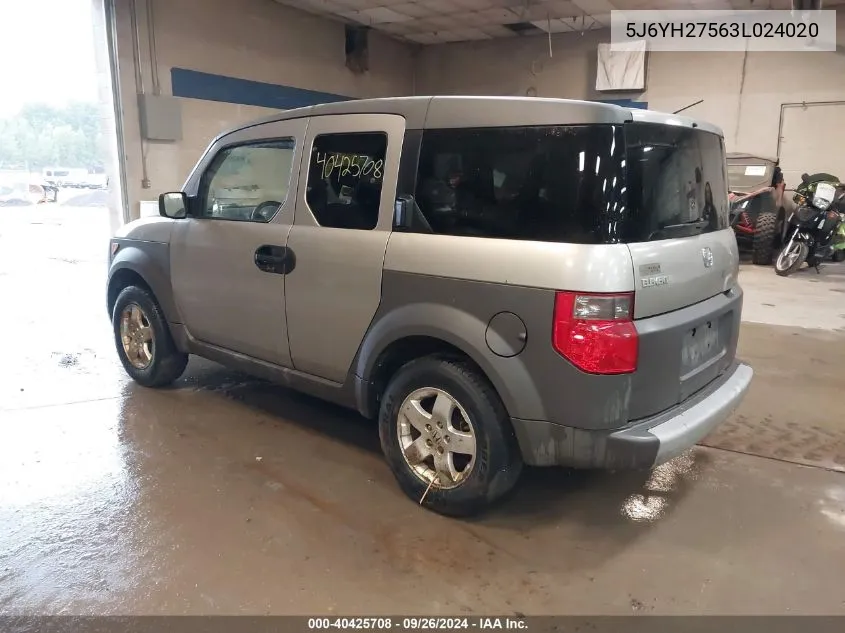 2003 Honda Element Ex VIN: 5J6YH27563L024020 Lot: 40425708