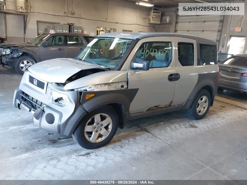 2003 Honda Element Ex VIN: 5J6YH28543L034043 Lot: 40438279