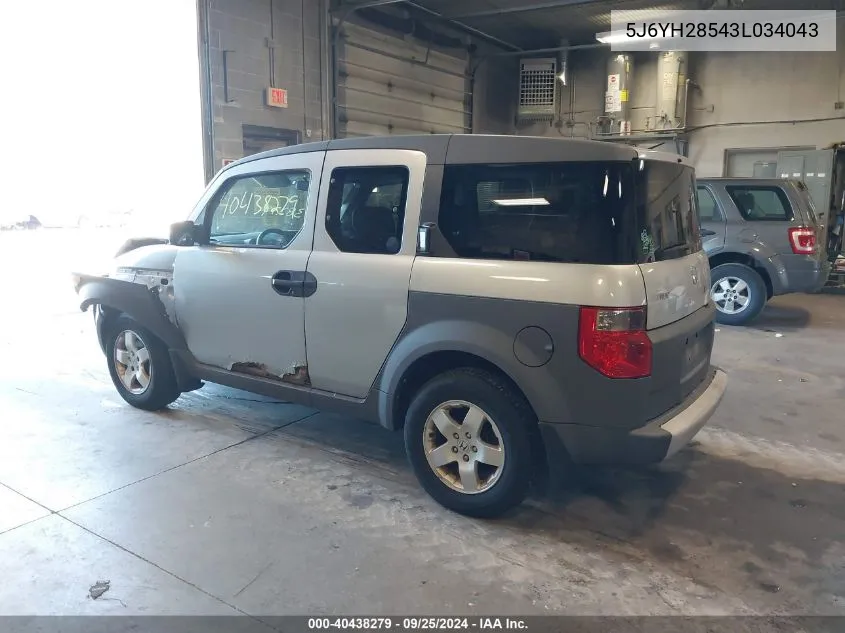 2003 Honda Element Ex VIN: 5J6YH28543L034043 Lot: 40438279