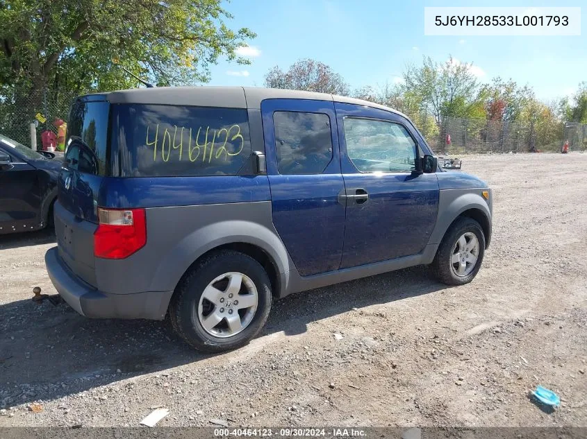 2003 Honda Element Ex VIN: 5J6YH28533L001793 Lot: 40464123