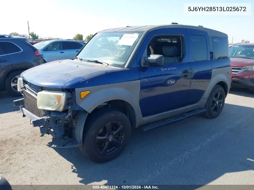 2003 Honda Element Ex VIN: 5J6YH28513L025672 Lot: 40471324