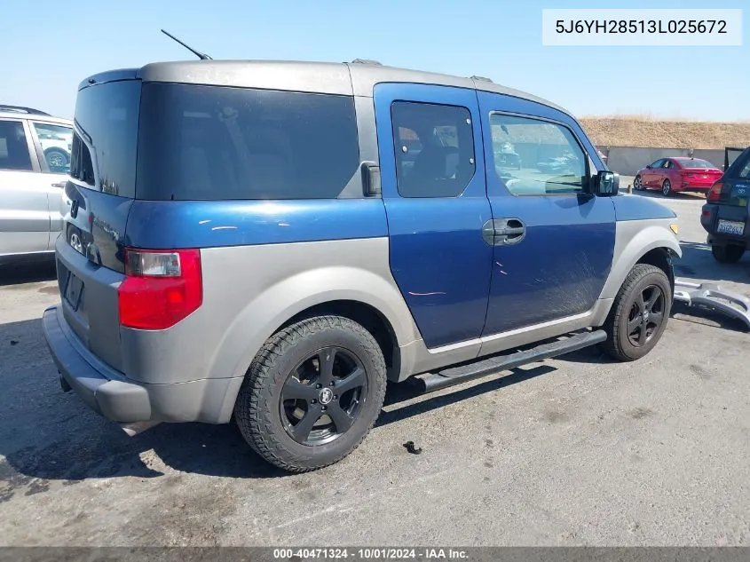 2003 Honda Element Ex VIN: 5J6YH28513L025672 Lot: 40471324