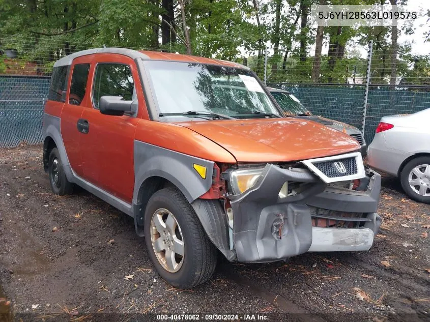 2003 Honda Element Ex VIN: 5J6YH28563L019575 Lot: 40478062