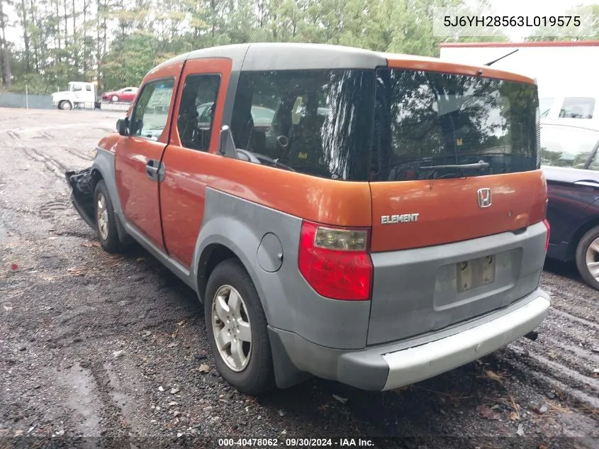 2003 Honda Element Ex VIN: 5J6YH28563L019575 Lot: 40478062