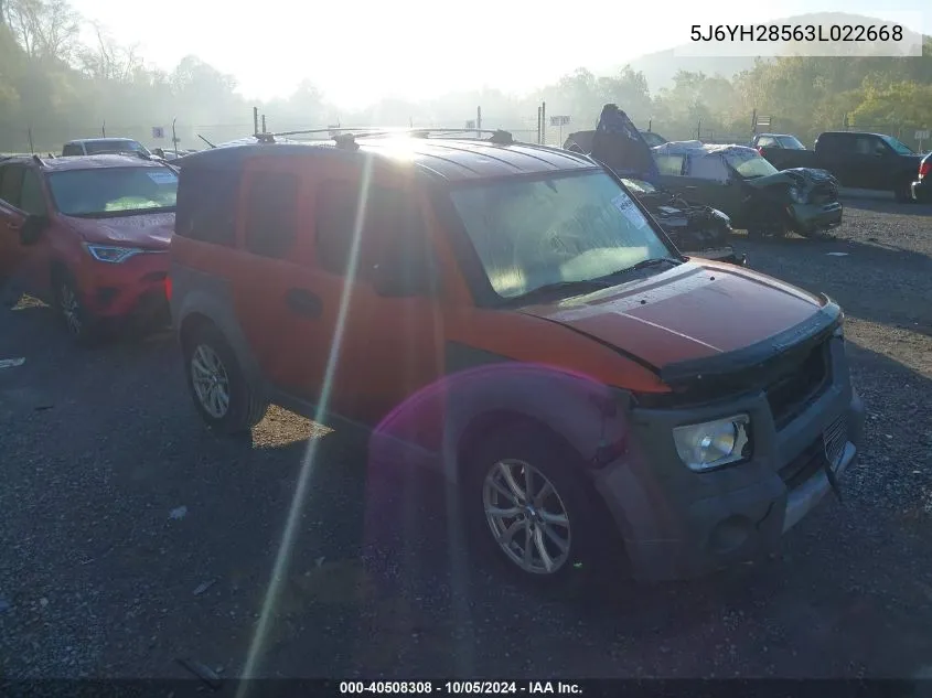 2003 Honda Element Ex VIN: 5J6YH28563L022668 Lot: 40508308