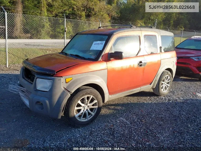 2003 Honda Element Ex VIN: 5J6YH28563L022668 Lot: 40508308