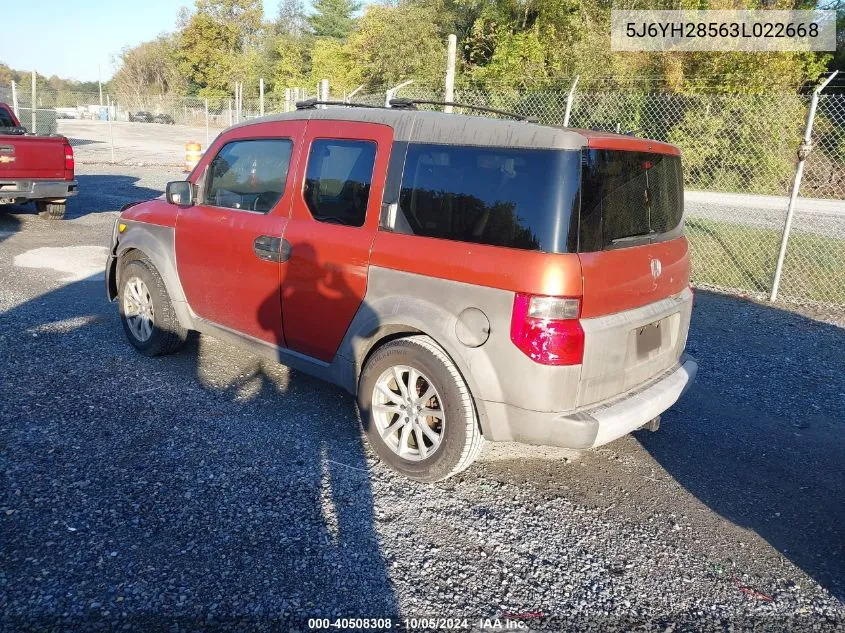 2003 Honda Element Ex VIN: 5J6YH28563L022668 Lot: 40508308