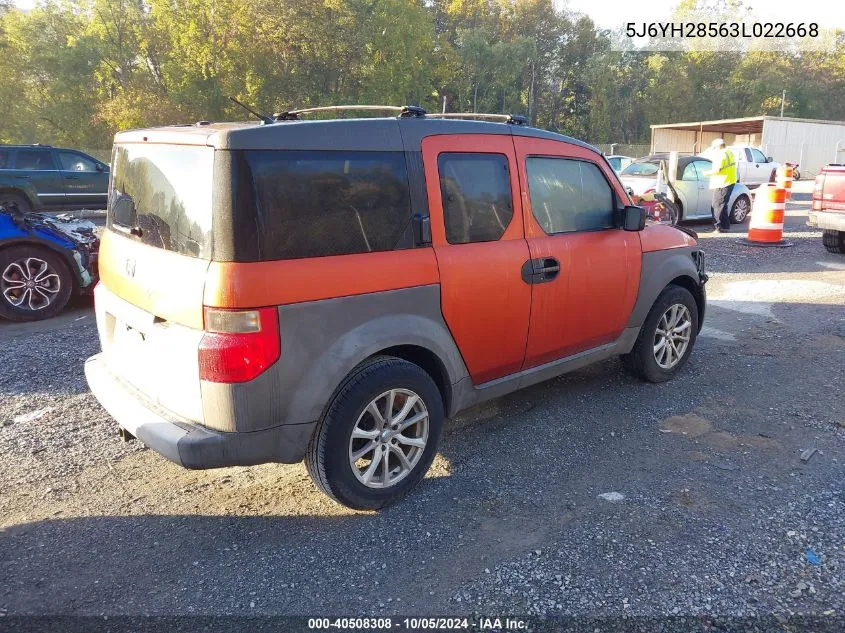 2003 Honda Element Ex VIN: 5J6YH28563L022668 Lot: 40508308