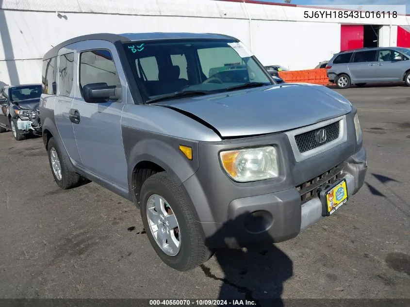 2003 Honda Element Ex VIN: 5J6YH18543L016118 Lot: 40550070