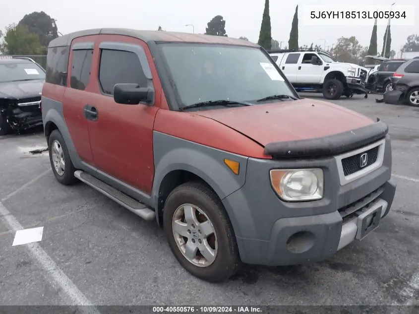 2003 Honda Element Ex VIN: 5J6YH18513L005934 Lot: 40550576