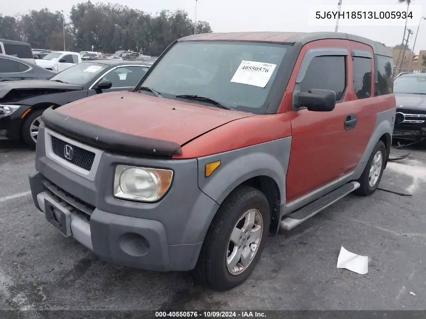 2003 Honda Element Ex VIN: 5J6YH18513L005934 Lot: 40550576