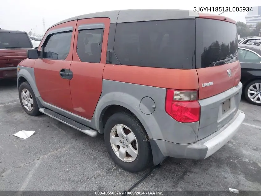 2003 Honda Element Ex VIN: 5J6YH18513L005934 Lot: 40550576