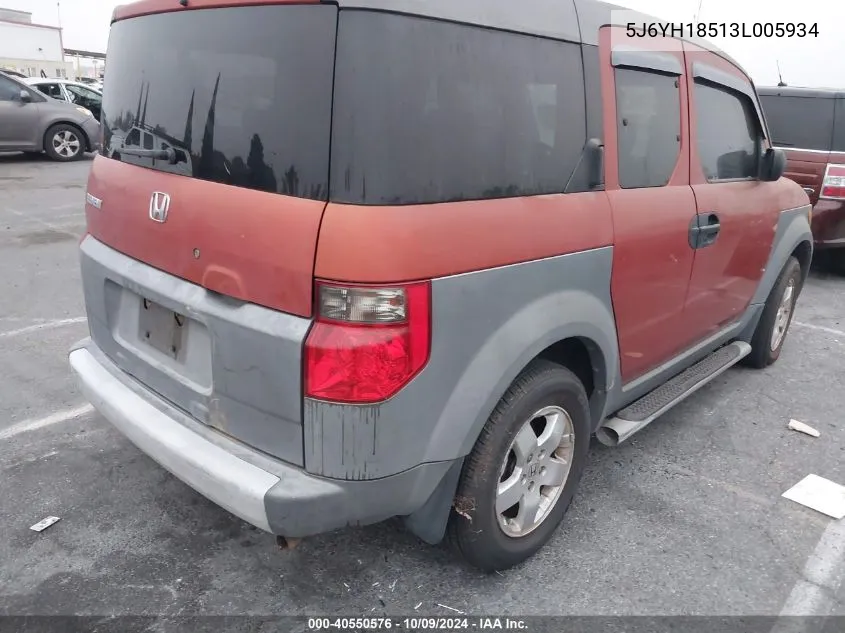 2003 Honda Element Ex VIN: 5J6YH18513L005934 Lot: 40550576